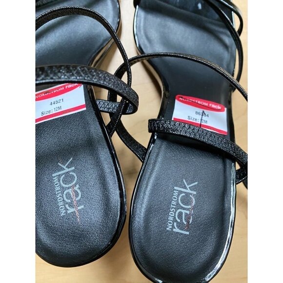 NORDSTROM Rack Women's "Reena" black wedge sandals open toe - Picture 4 of 9